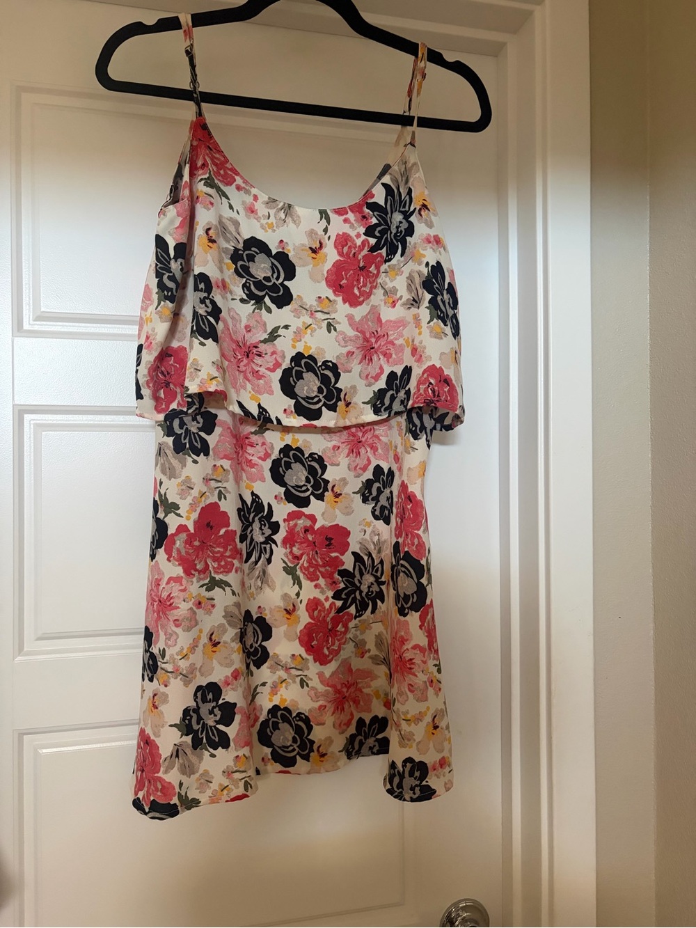Floral Spaghetti-Strap Summer Dress - Pink & Black Floral
